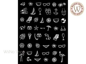 White Summer Elements Adhesive Nail Art Sticker - 1 pc (Me110W)