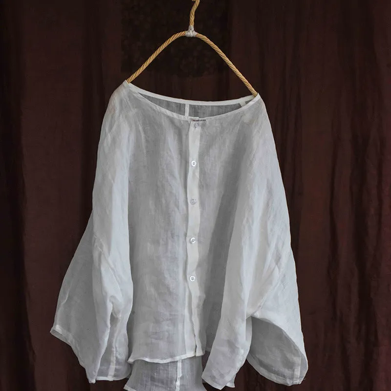 Women Loose Autumn Retro Linen Blouse