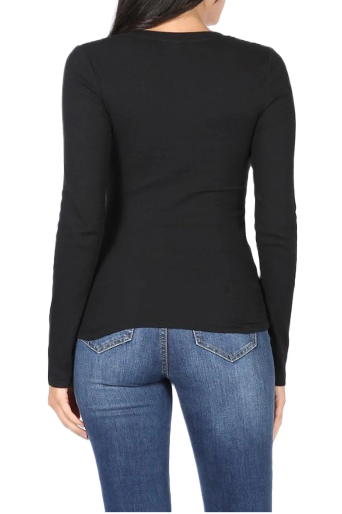 Women's Baby Ribbed Long Sleeve V-Neck Tee