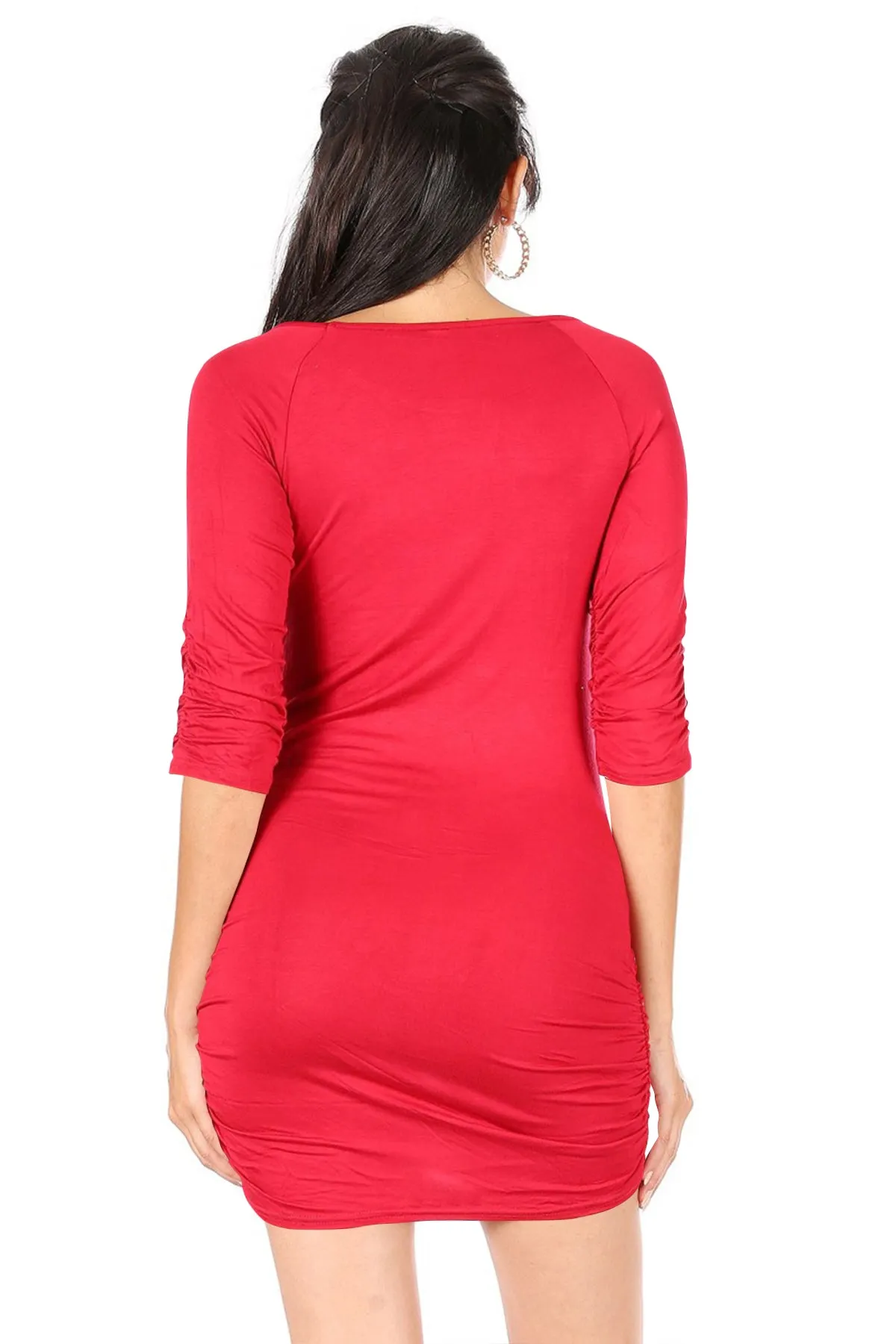 Women's Casual 3/4 Sleeve Solid Bodycon Mini Dress