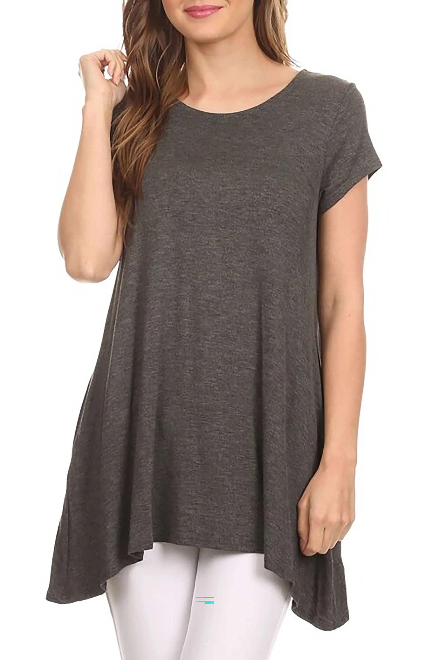 Women's Casual Short Sleeve Tunic Top With Pockets