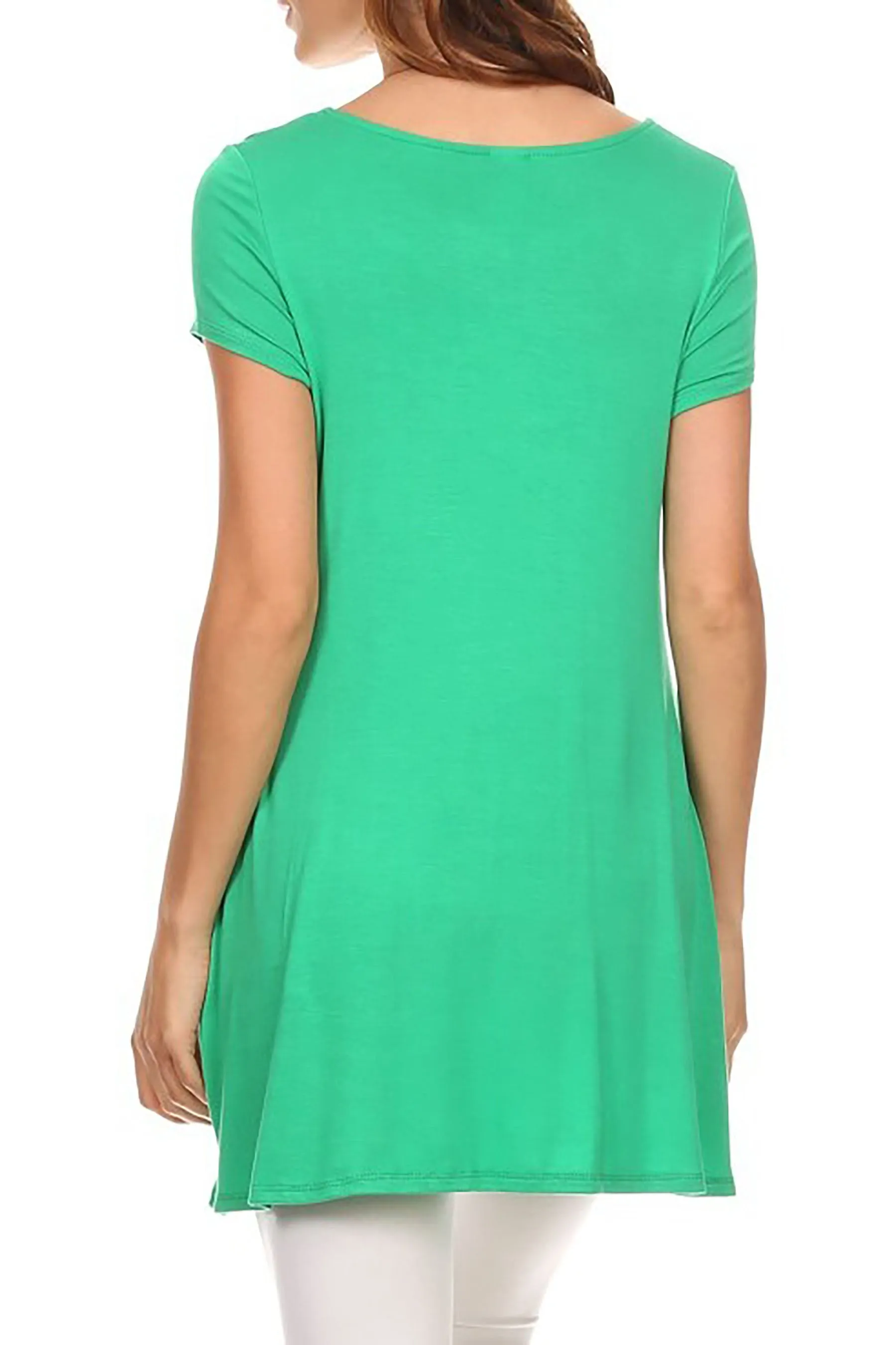 Women's Casual Short Sleeve Tunic Top With Pockets