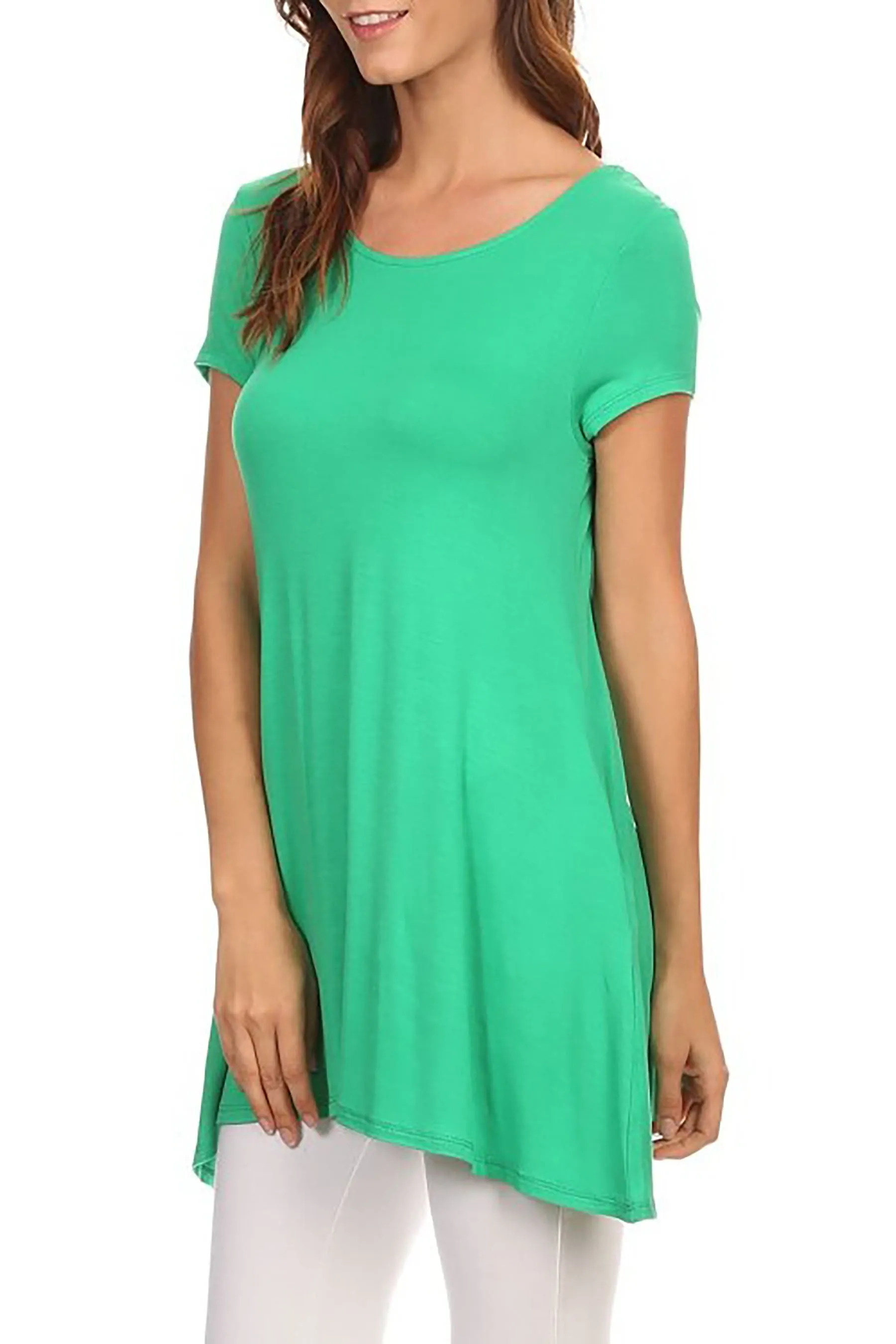 Women's Casual Short Sleeve Tunic Top With Pockets