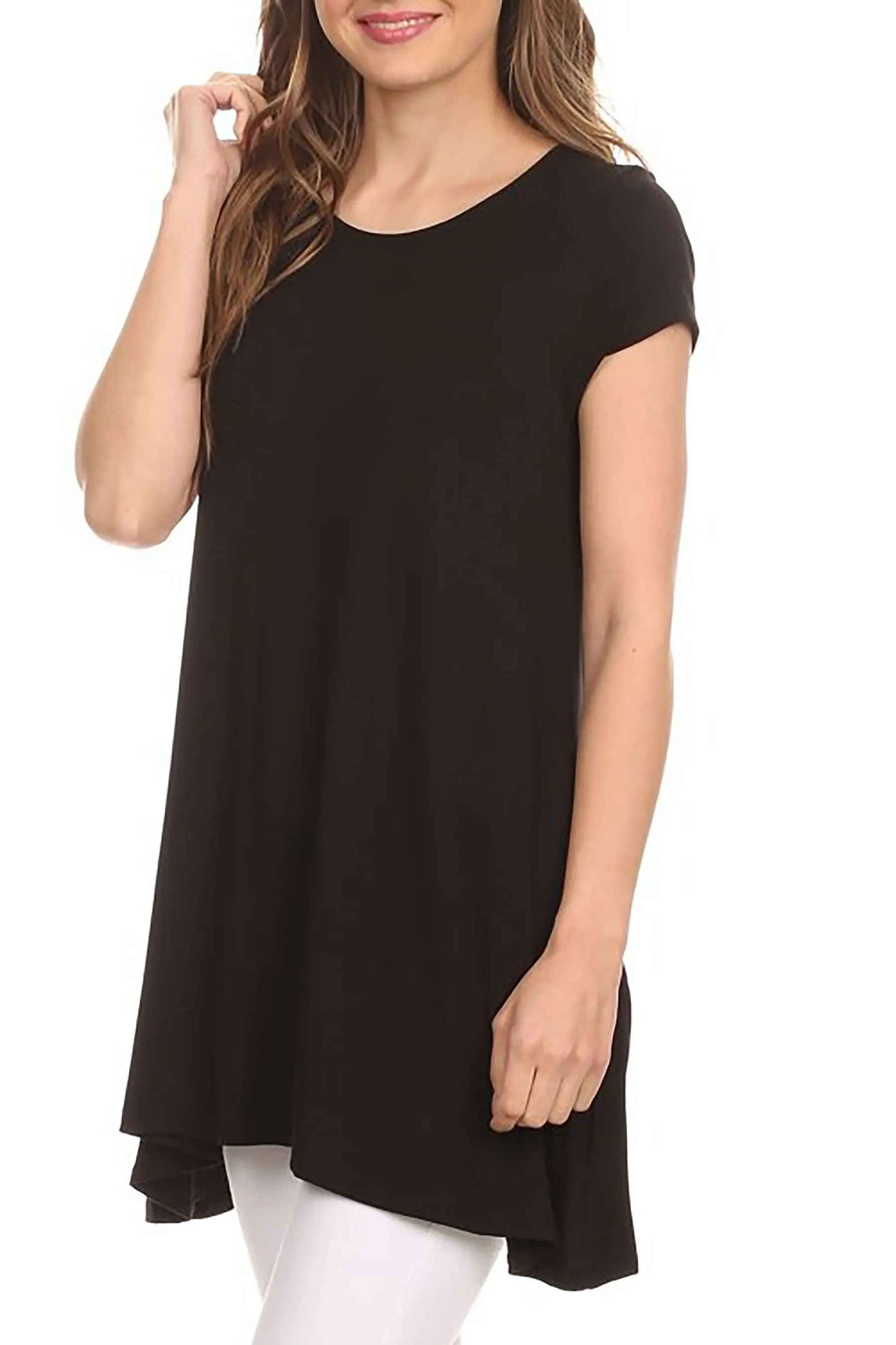 Women's Casual Short Sleeve Tunic Top With Pockets