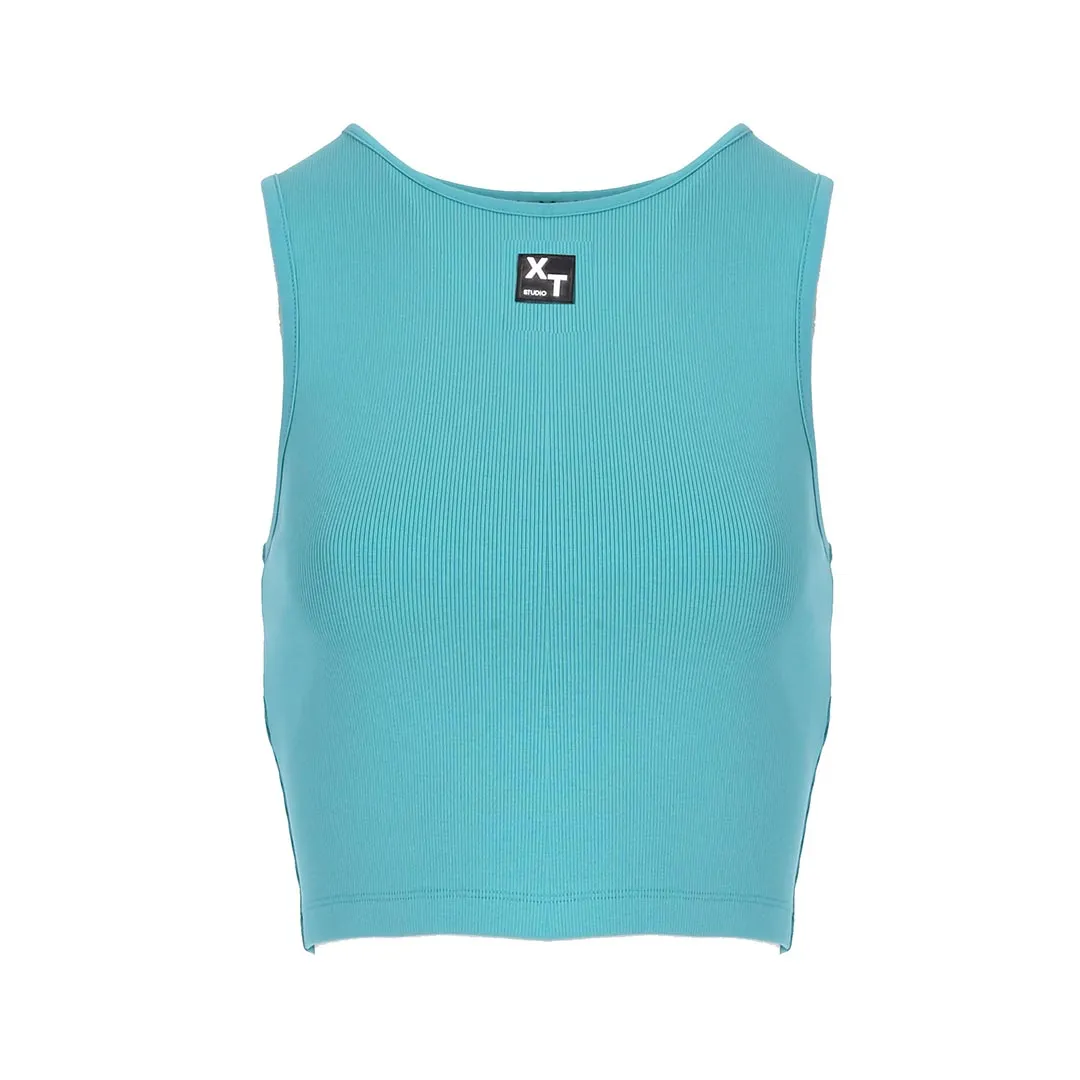 XT Studio women's ribbed cotton tank top. Tiffany green color