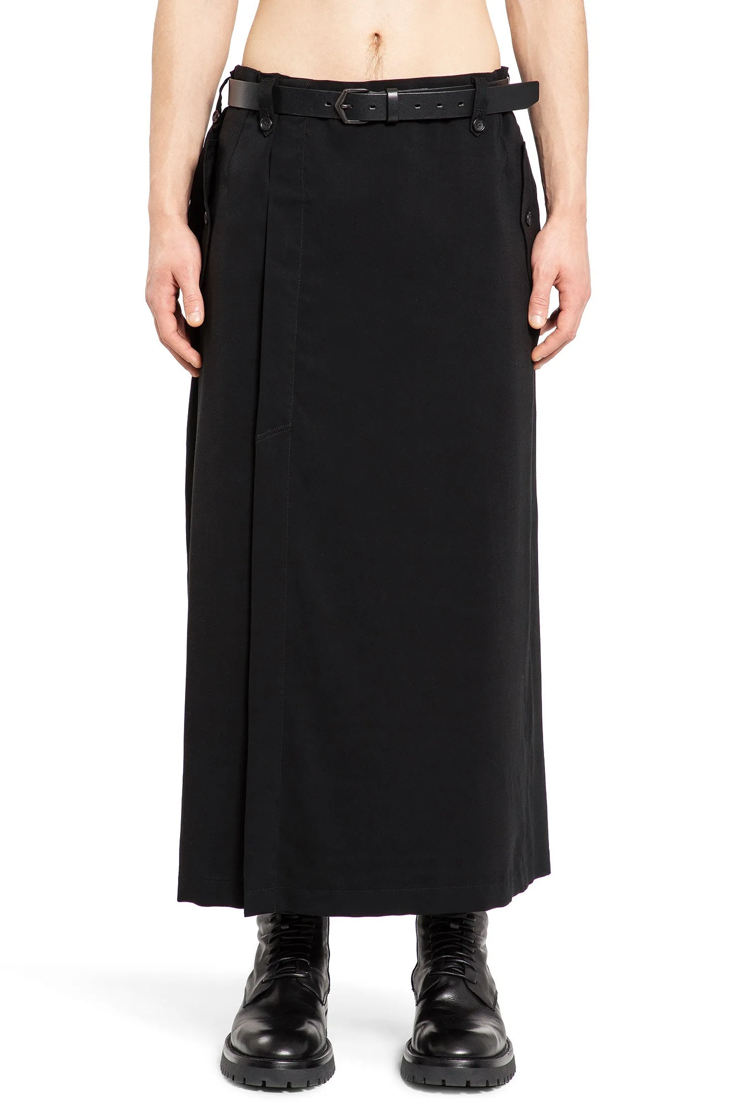 YOHJI YAMAMOTO MAN BLACK SHORTS & SKIRTS