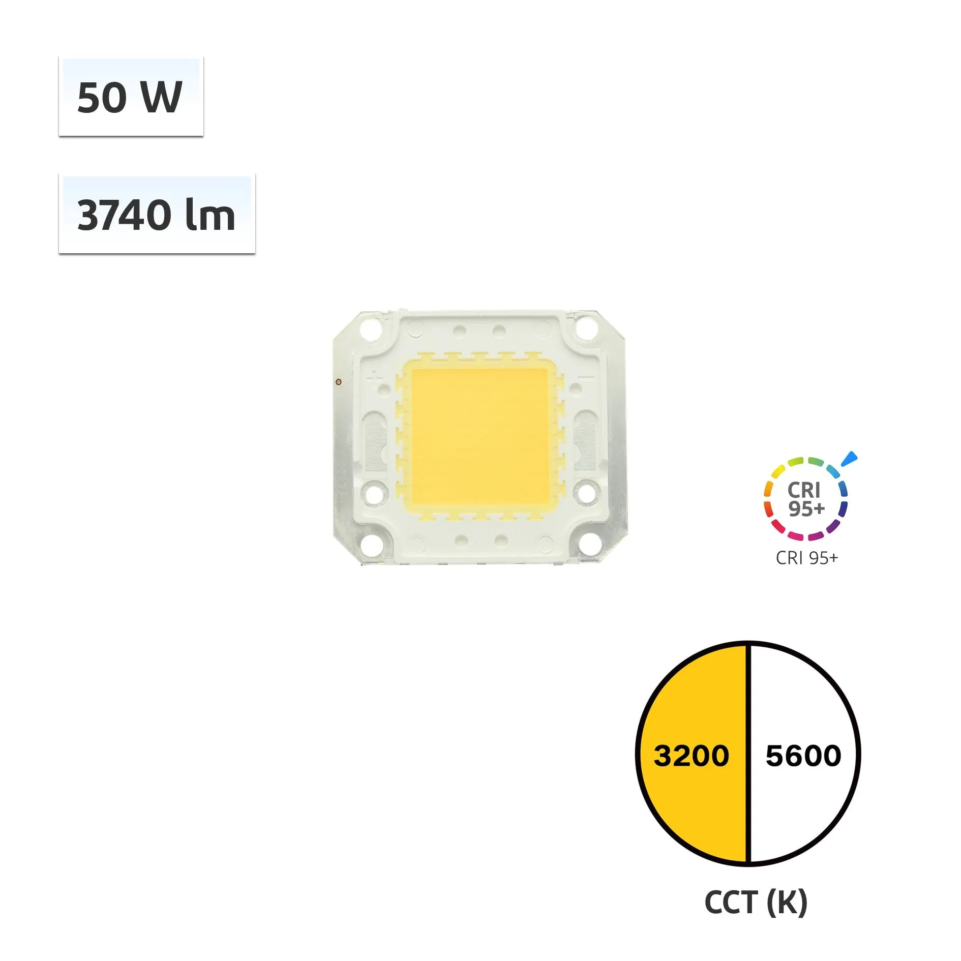 YUJILEDS CRI 95  50W COB LED 3200K 5600K - 400L - 2pcs