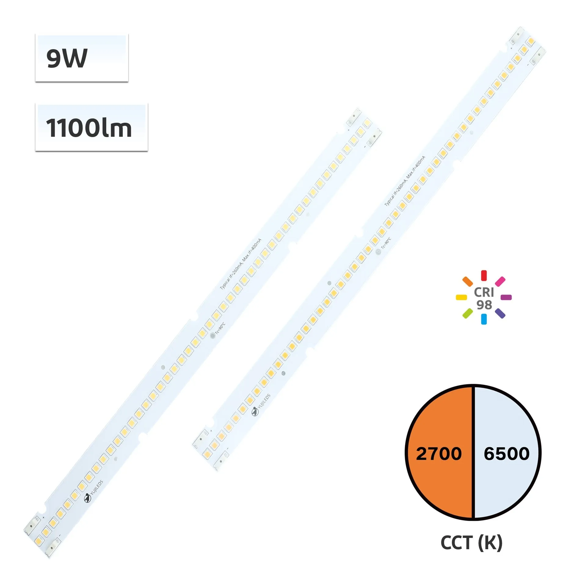 YUJILEDS CRI 98 9W 3030 Constant Current LED Linear Module - 10pcs