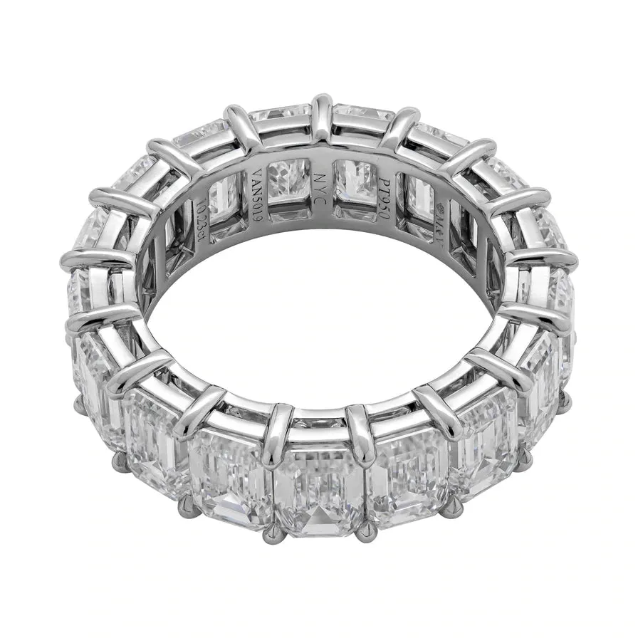 ZOE 10 Carat Emerald Cut Diamond Eternity Band in Platinum 60 pointer GIA Certified By Mike Nekta SIZE 6.5