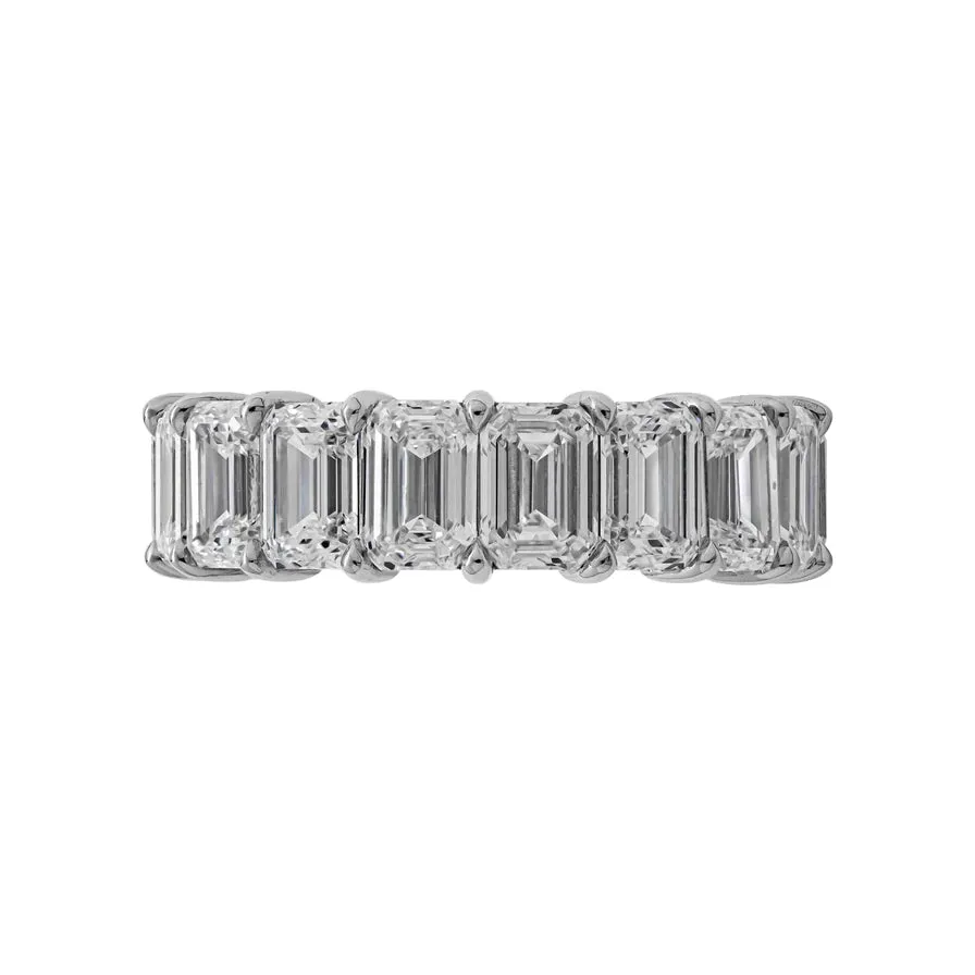 ZOE 10 Carat Emerald Cut Diamond Eternity Band in Platinum 60 pointer GIA Certified By Mike Nekta SIZE 6.5