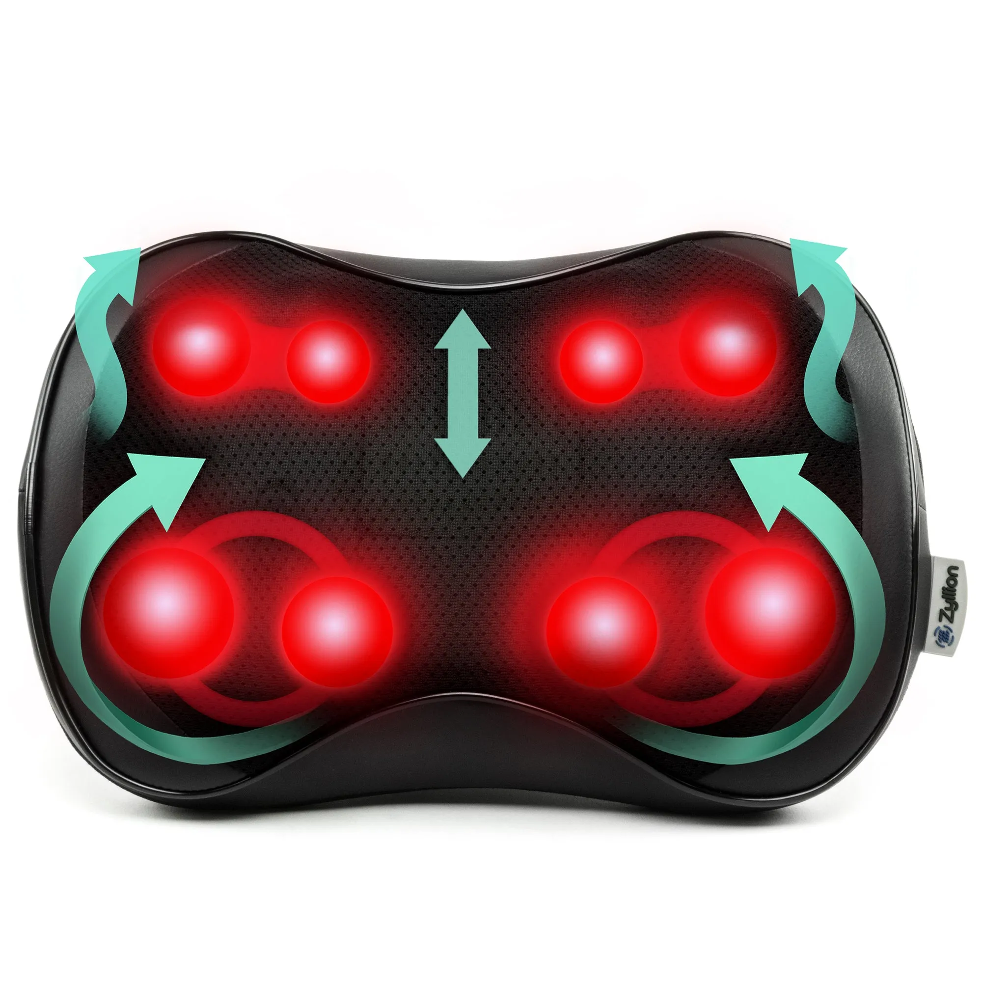 Zyllion Shiatsu Back and Neck Massager Pillow with Heat and 8 Nodes (ZMA-25)